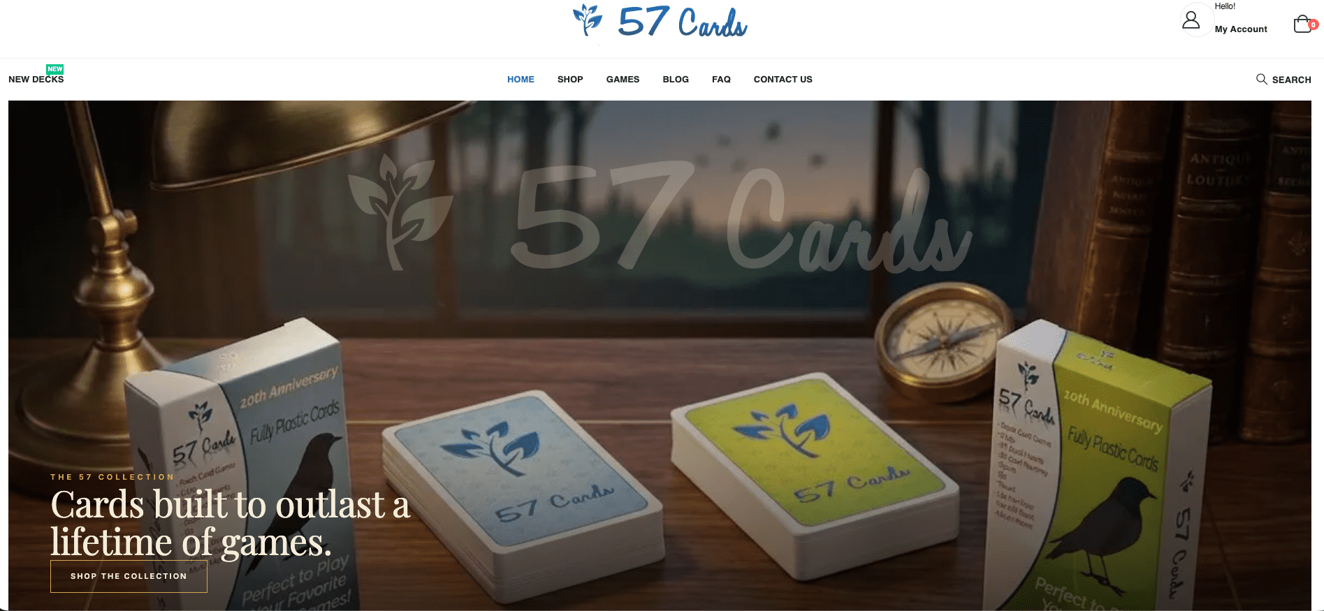 57Cards website homepage