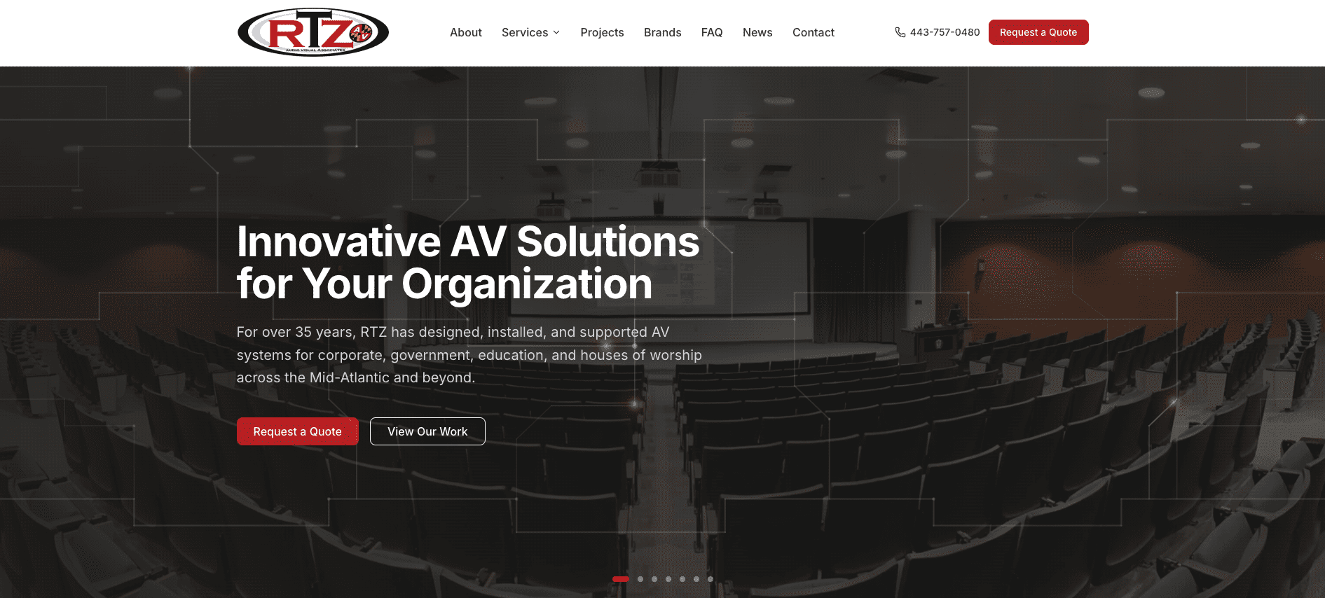 RTZ Audio Visual website screenshot